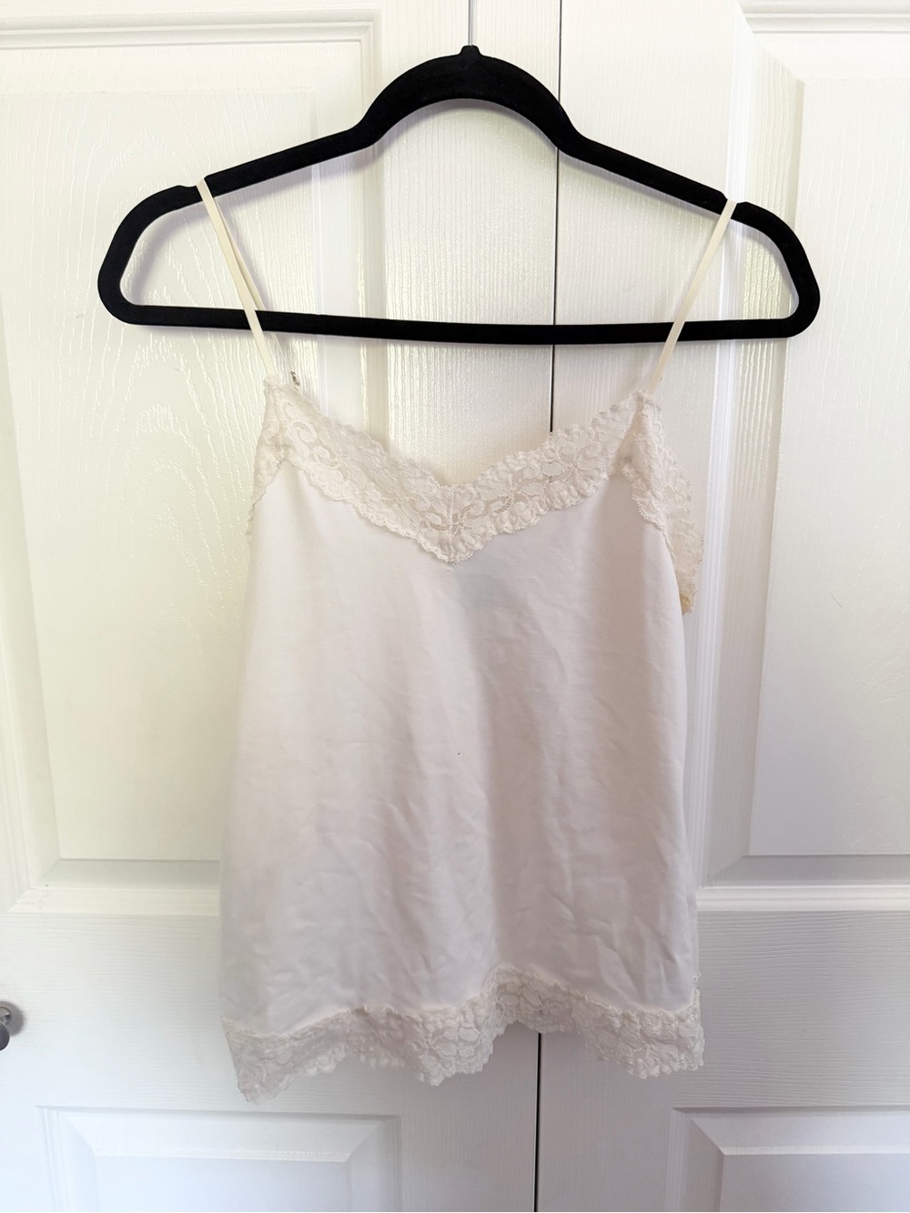 5 for $25! White House Black Market Cream Lace-Trim Camisole